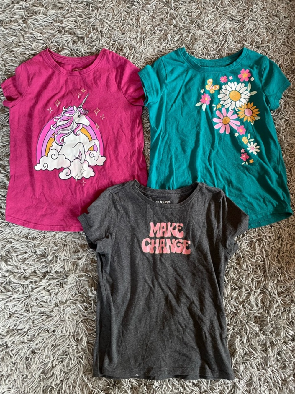 Old Navy Girls' Charcoal 'Make Change' Tee, Jumping Beans tees, Lot of 3